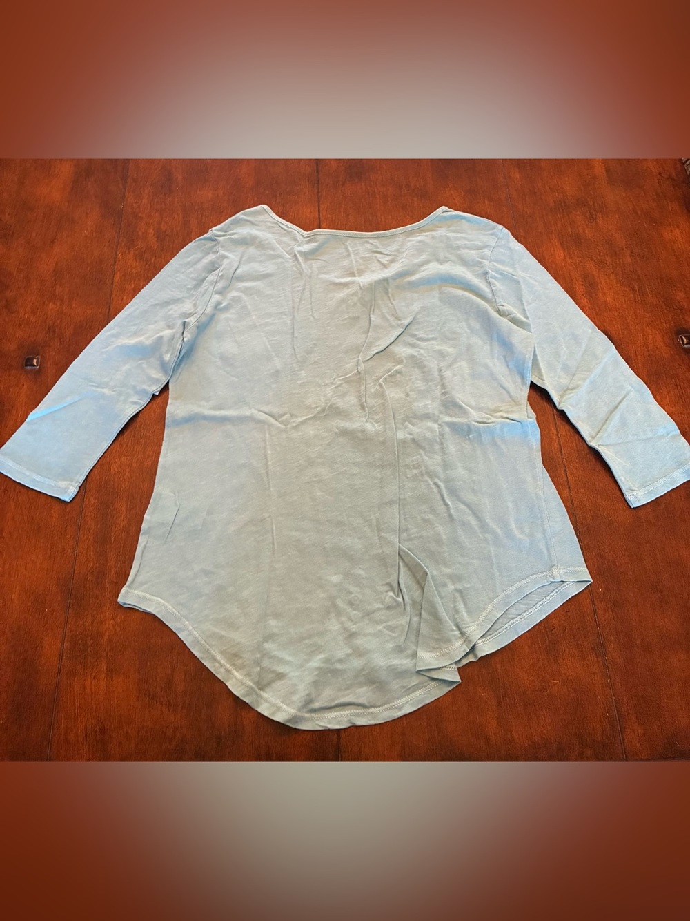 Calvin Klein Jeans Light Blue Scoop Neck 3/4 Sleeve Henley Top - Picture 3 of 3